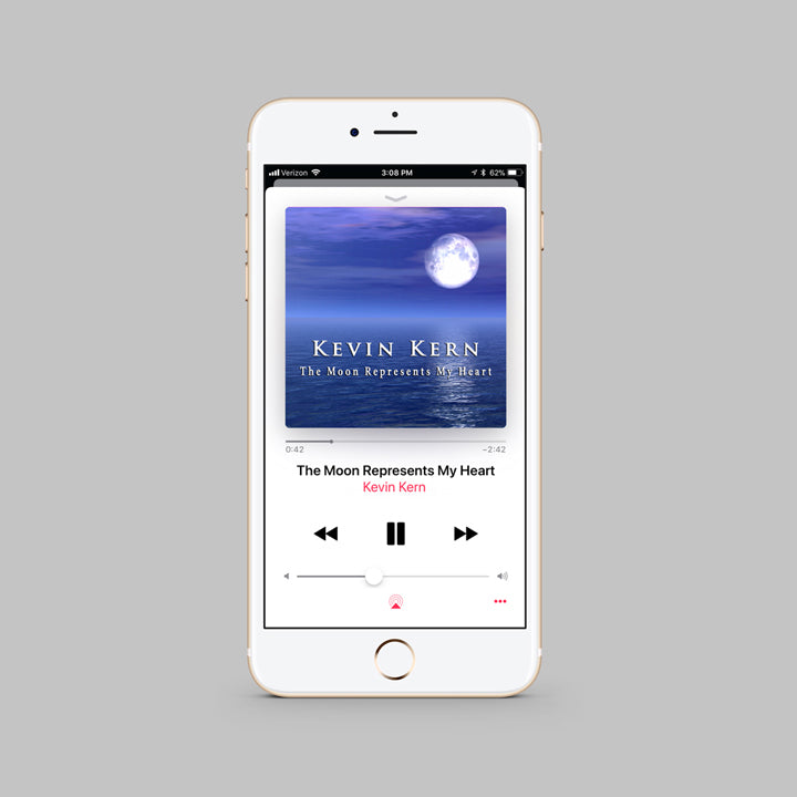 Digital Single, The Moon Represents My Heart, by Kevin Kern, displayed on an iPhone.